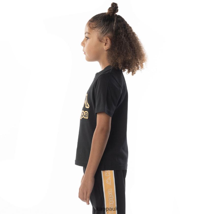Kappa Kids Logo Tape Bant T-Shirt Black Smoke Orange 408H4N676 - Kappa UK