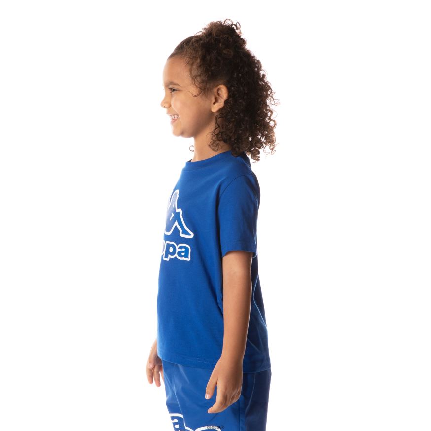 Kappa Kids Logo Tape Bant T-Shirt Blue 408H4N710 - Kappa Trainers UK