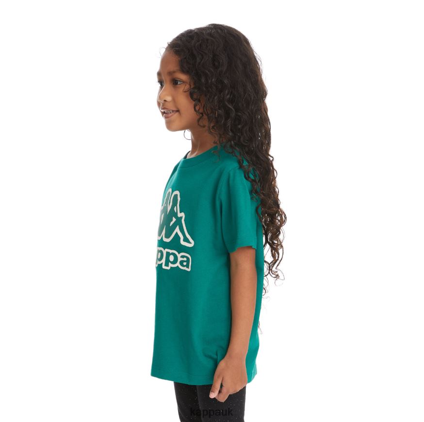 Kappa Kids Logo Tape Bant T-Shirt Dark Green 408H4N748 - Kappa UK