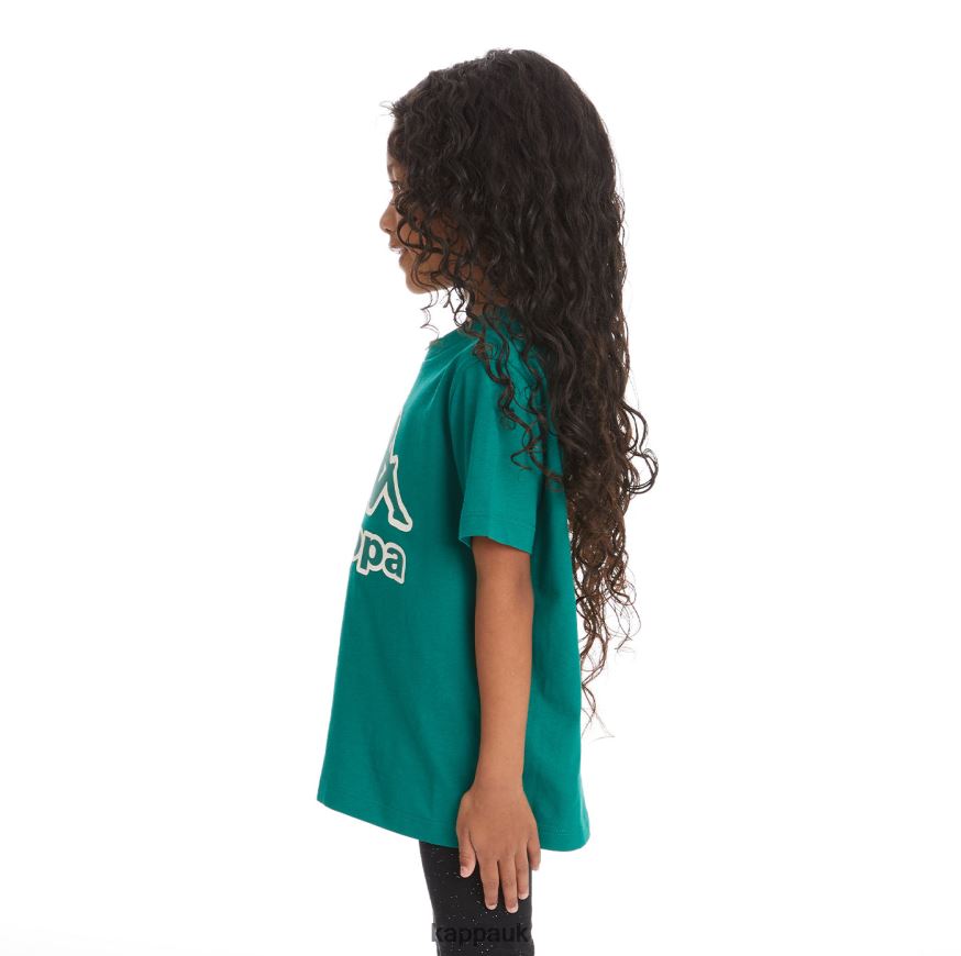 Kappa Kids Logo Tape Bant T-Shirt Dark Green 408H4N748 - Kappa UK
