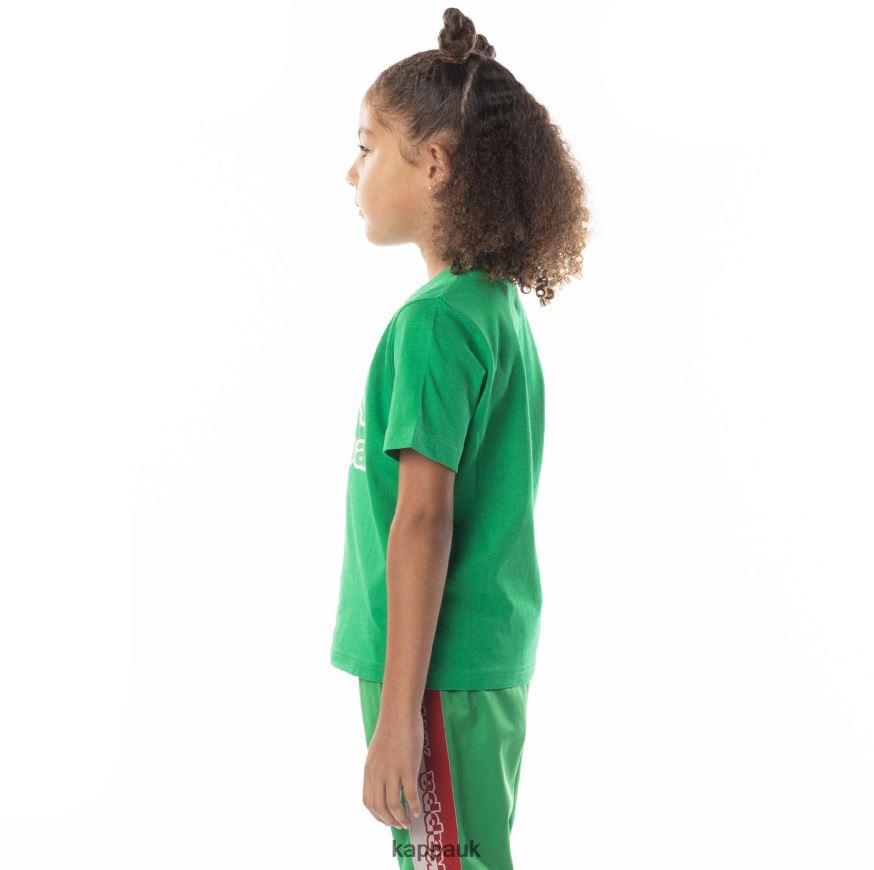 Kappa Kids Logo Tape Bant T-Shirt Green 408H4N708 - Kappa Tracksuit UK