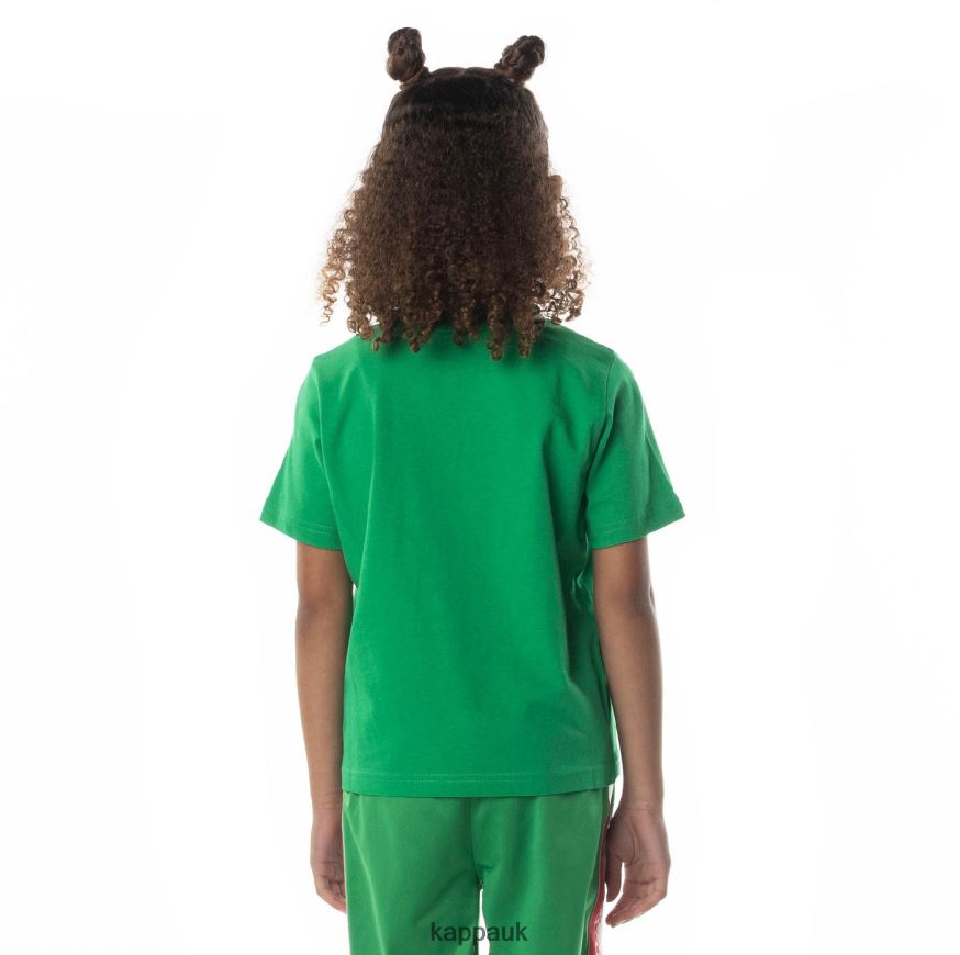 Kappa Kids Logo Tape Bant T-Shirt Green 408H4N708 - Kappa Tracksuit UK