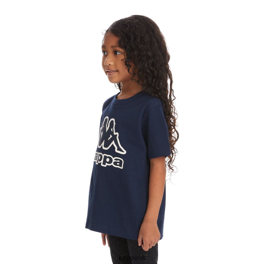 Kappa Kids Logo Tape Bant T-Shirt Navy 408H4N750 - Kappa Tracksuit UK