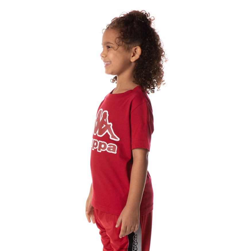 Kappa Kids Logo Tape Bant T-Shirt Red 408H4N711 - Kappa Tracksuit UK
