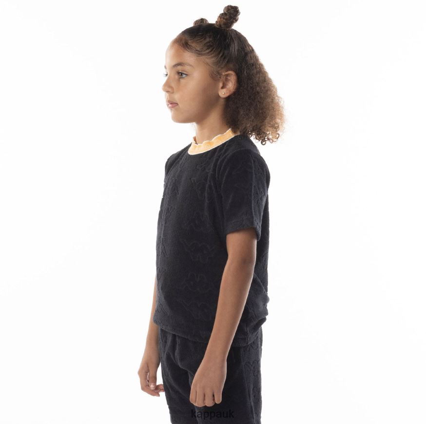 Kappa Kids Logo Tape Efro T-Shirt Black Smoke Orange 408H4N674 - Kappa Trainers UK
