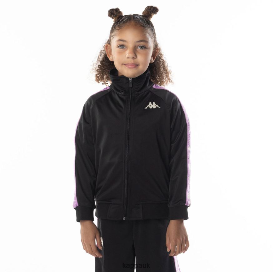 Kappa Kids 222 Banda Anniston Track Jacket Black Smoke Violet 408H4N413 - Kappa Trainers UK