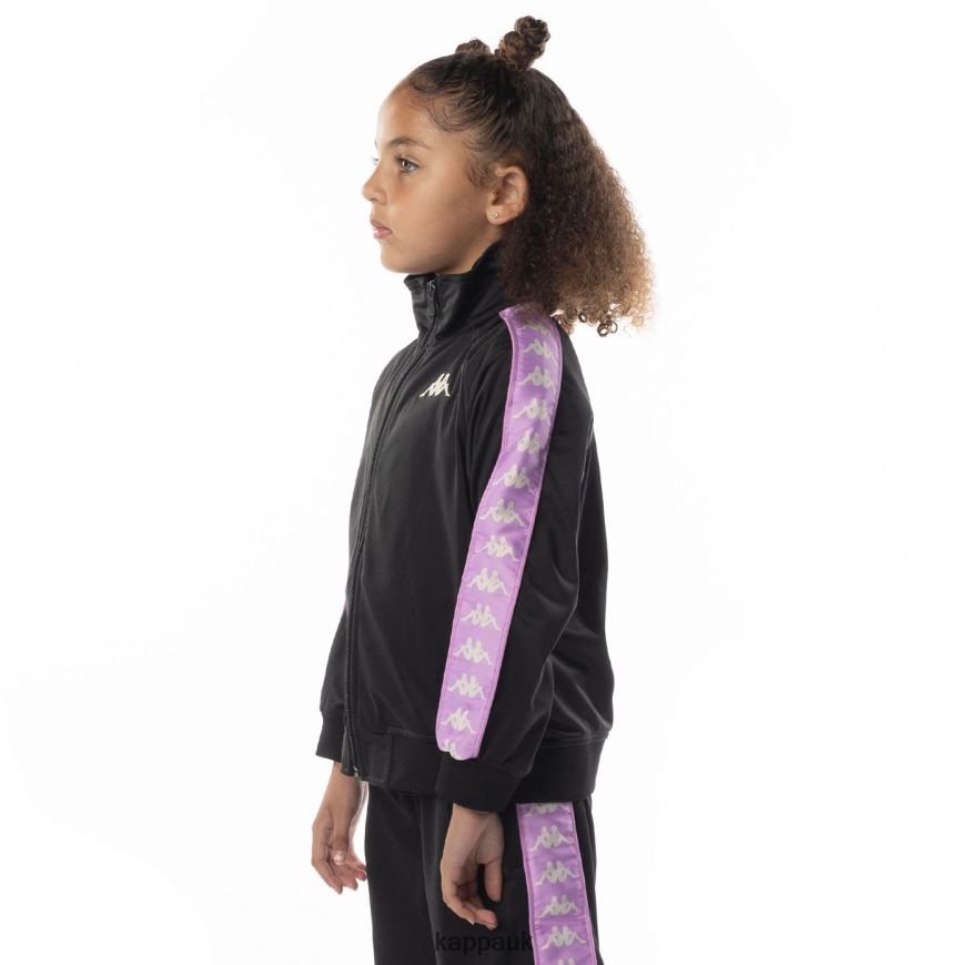 Kappa Kids 222 Banda Anniston Track Jacket Black Smoke Violet 408H4N413 - Kappa Trainers UK