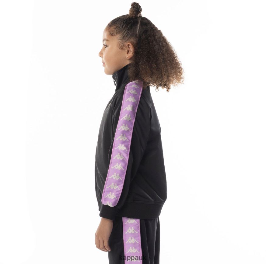 Kappa Kids 222 Banda Anniston Track Jacket Black Smoke Violet 408H4N413 - Kappa Trainers UK