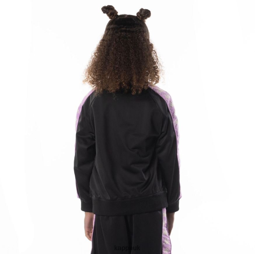 Kappa Kids 222 Banda Anniston Track Jacket Black Smoke Violet 408H4N413 - Kappa Trainers UK