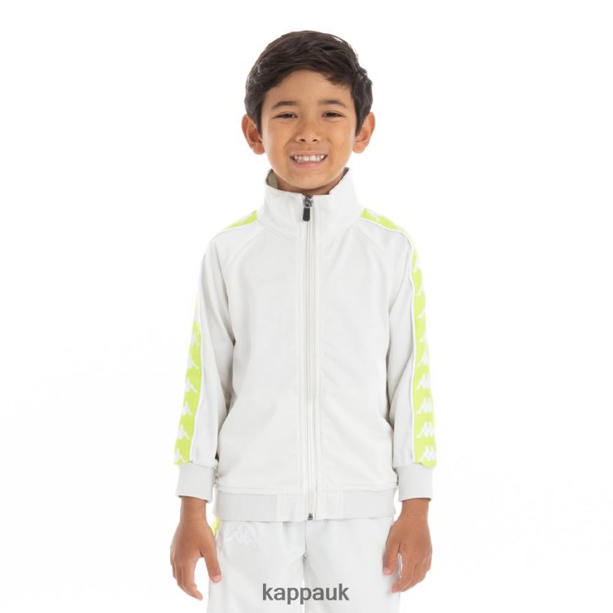 Kappa Kids 222 Banda Anniston Track Jacket Grey Vapor Green Lime 408H4N450 - Kappa Tracksuit UK