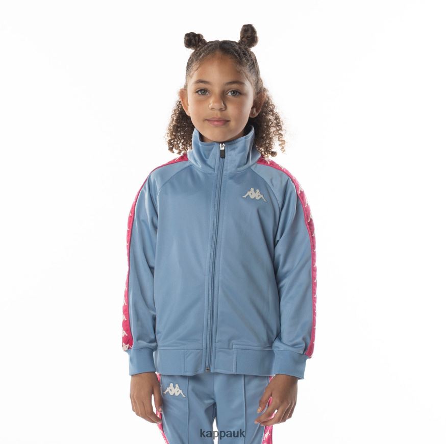Kappa Kids 222 Banda Anniston Track Jacket Light Blue Pink 408H4N411 - Kappa Tracksuit UK