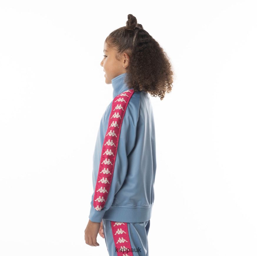 Kappa Kids 222 Banda Anniston Track Jacket Light Blue Pink 408H4N411 - Kappa Tracksuit UK