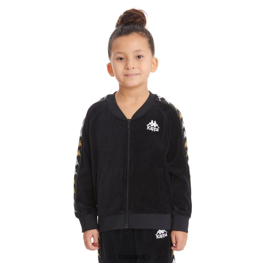 Kappa Kids 222 Banda Benettin Track Jacket Black Smoke 408H4N435 - Kappa Tracksuit UK
