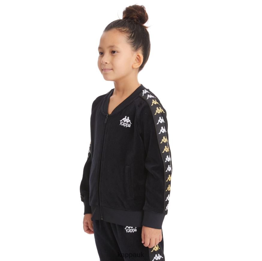 Kappa Kids 222 Banda Benettin Track Jacket Black Smoke 408H4N435 - Kappa Tracksuit UK