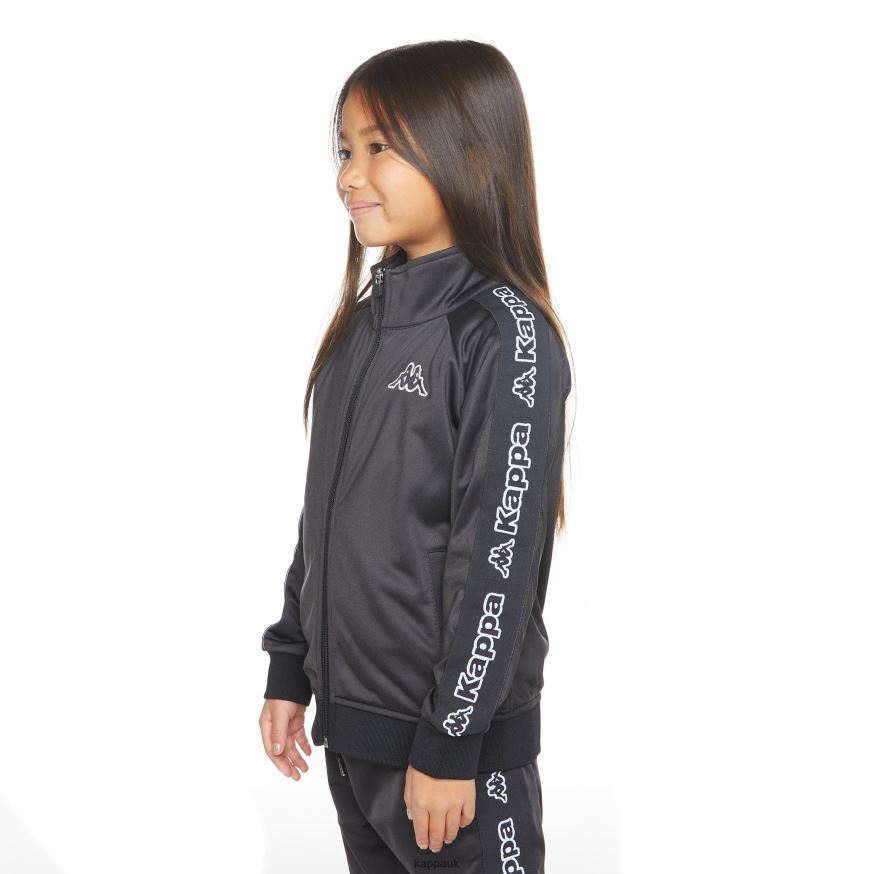 Kappa Kids Logo Tape Artem 2 Track Jacket Black Smoke 408H4N399 - Kappa Tracksuit UK