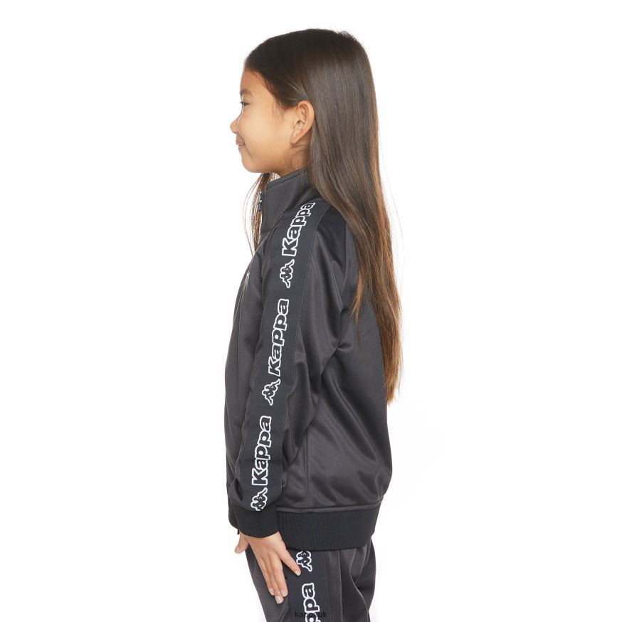 Kappa Kids Logo Tape Artem 2 Track Jacket Black Smoke 408H4N399 - Kappa Tracksuit UK