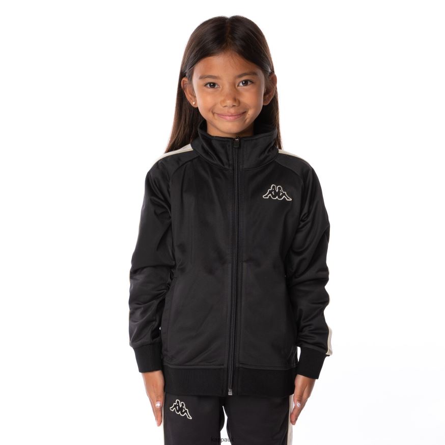 Kappa Kids Logo Tape Artem 2 Track Jacket Black Smoke 408H4N404 - Kappa Trainers UK