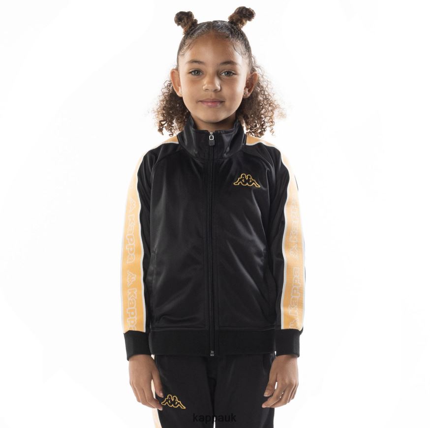 Kappa Kids Logo Tape Artem 2 Track Jacket Black Smoke Orange 408H4N410 - Kappa Trainers UK