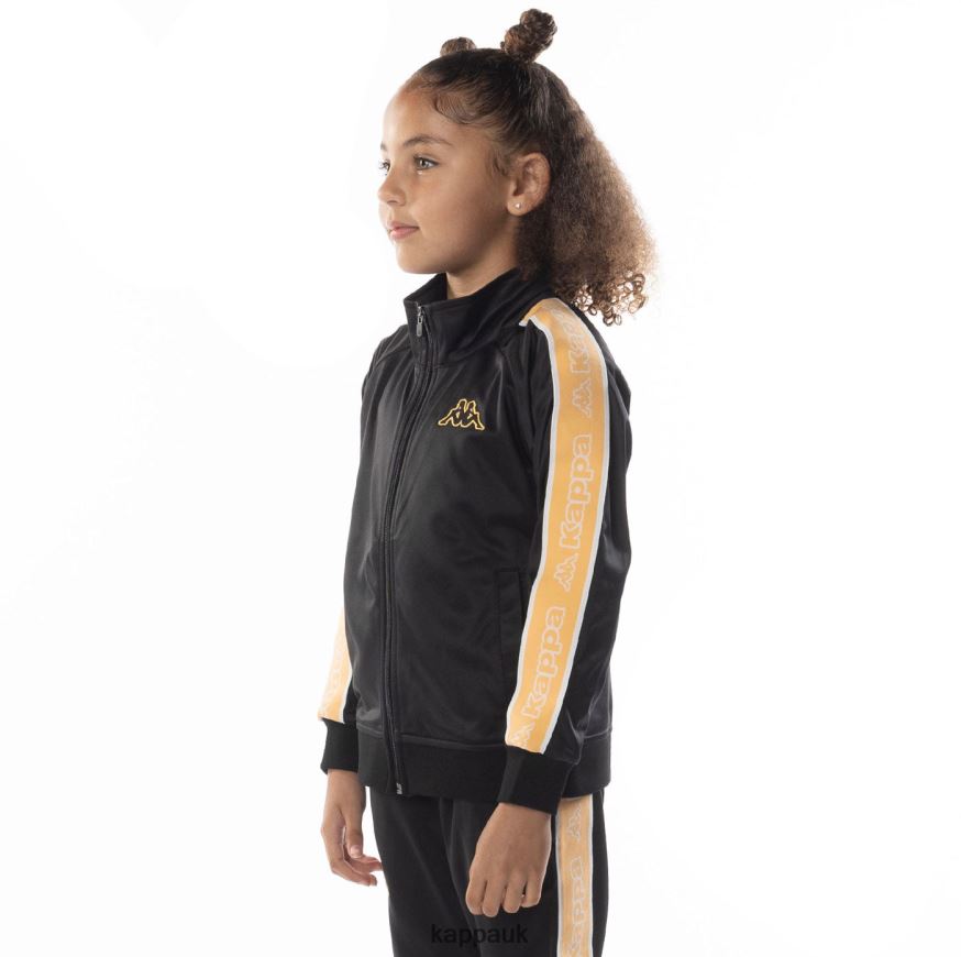 Kappa Kids Logo Tape Artem 2 Track Jacket Black Smoke Orange 408H4N410 - Kappa Trainers UK