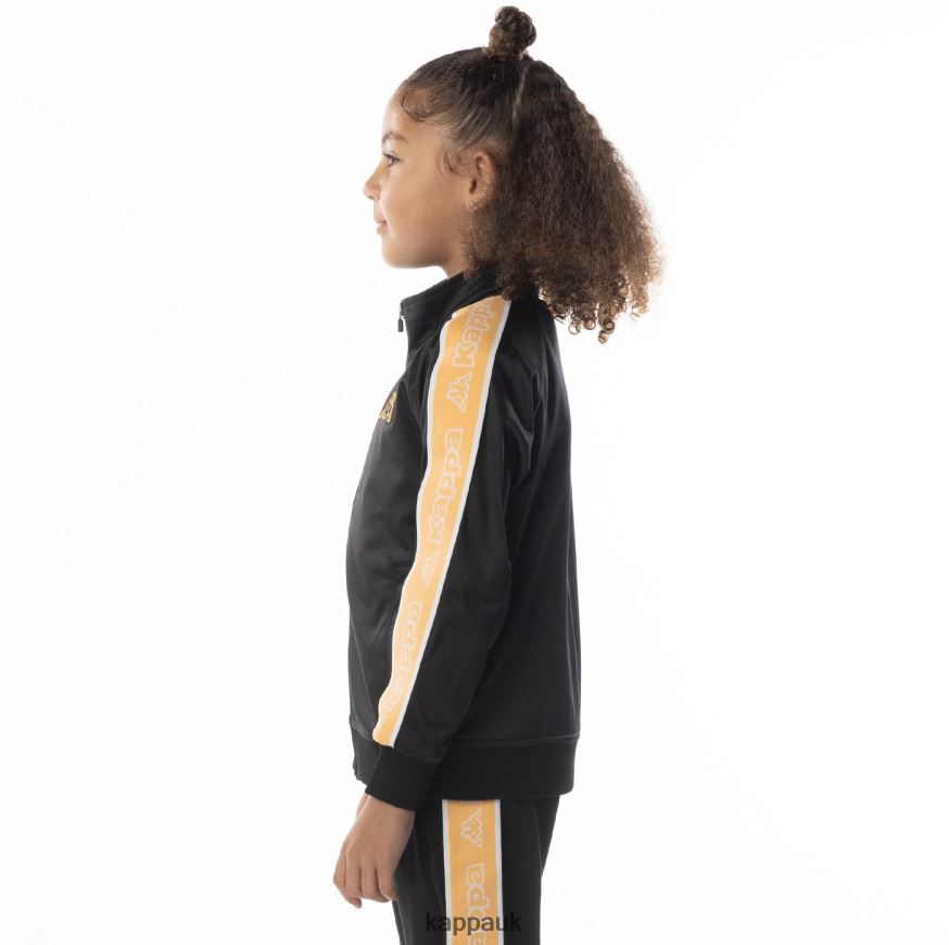 Kappa Kids Logo Tape Artem 2 Track Jacket Black Smoke Orange 408H4N410 - Kappa Trainers UK