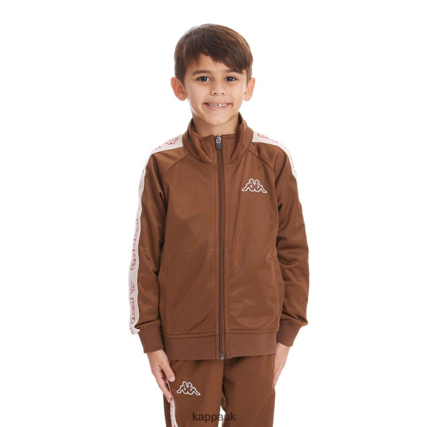 Kappa Kids Logo Tape Artem 2 Track Jacket Brown 408H4N425 - Kappa Trainers UK