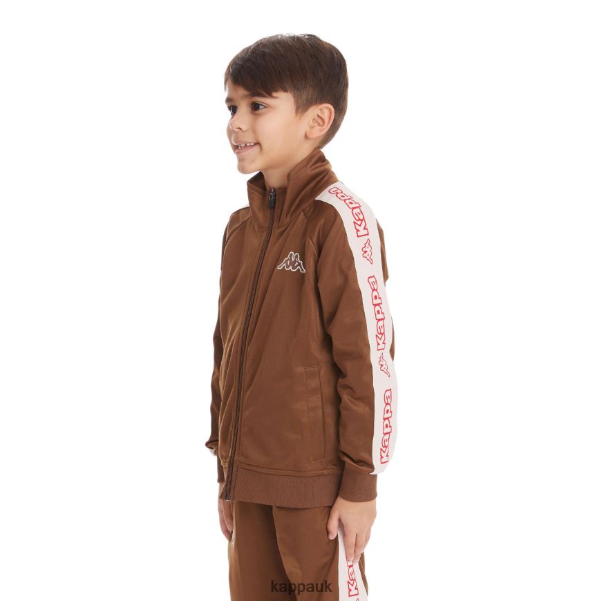 Kappa Kids Logo Tape Artem 2 Track Jacket Brown 408H4N425 - Kappa Trainers UK