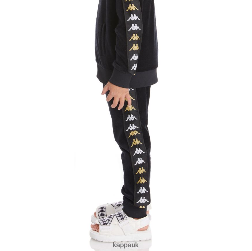 Kappa Kids 222 Banda Lorence Trackpants Black Smoke 408H4N491 - Kappa Trainers UK