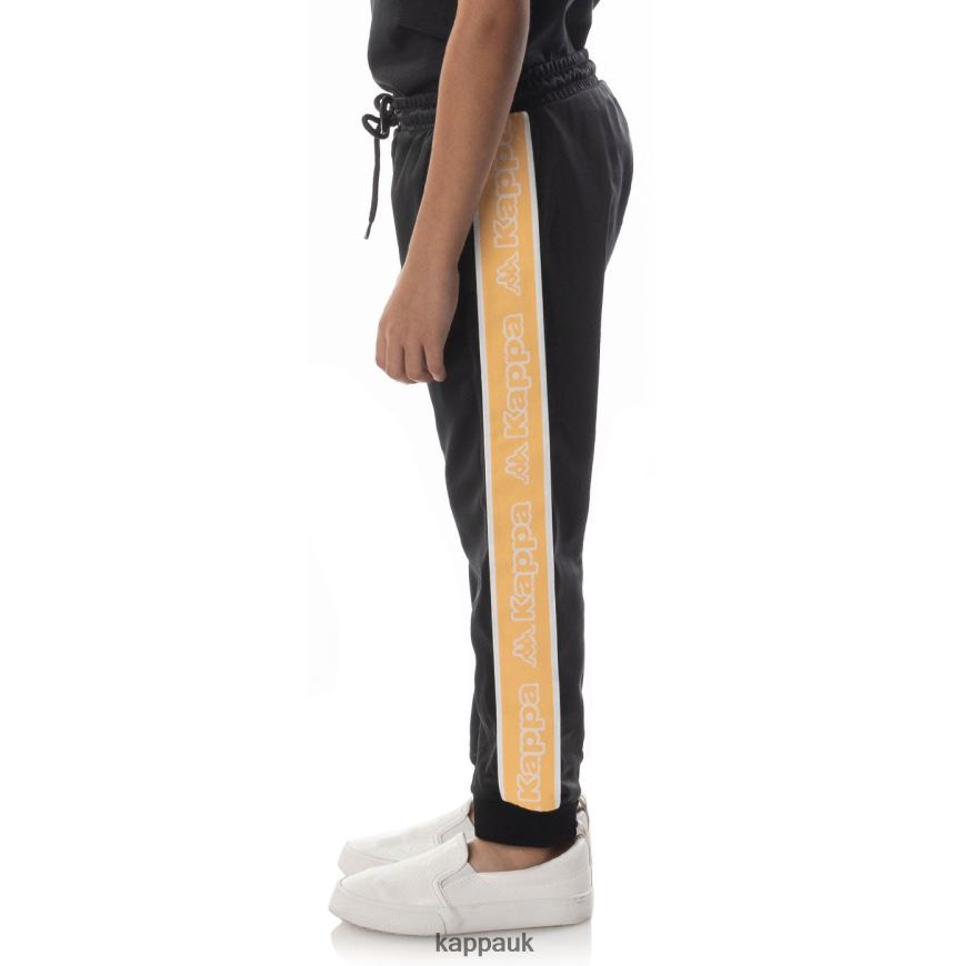 Kappa Kids Logo Tape Alic 2 Trackpants Black Smoke Orange 408H4N464 - Kappa Trainers UK