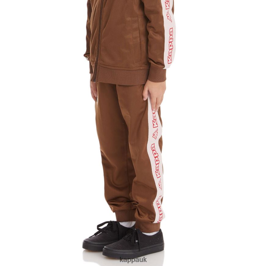 Kappa Kids Logo Tape Alic 2 Trackpants Brown 408H4N477 - Kappa Tracksuit UK