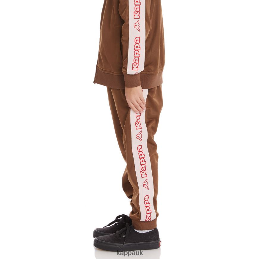 Kappa Kids Logo Tape Alic 2 Trackpants Brown 408H4N477 - Kappa Tracksuit UK