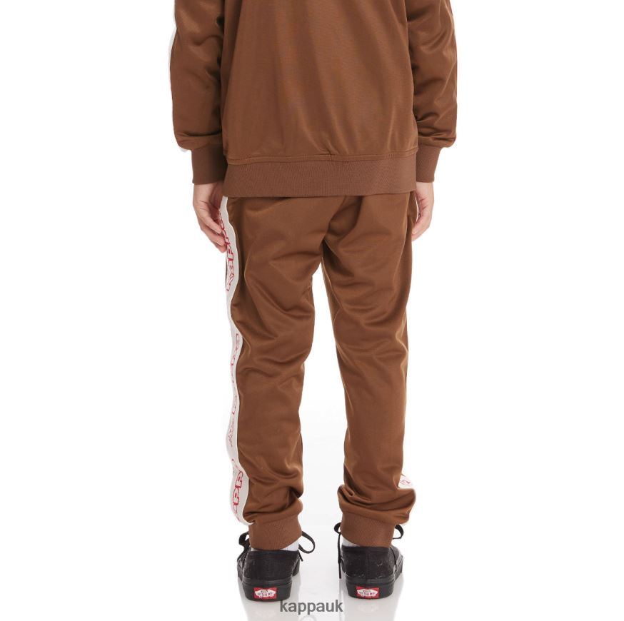 Kappa Kids Logo Tape Alic 2 Trackpants Brown 408H4N477 - Kappa Tracksuit UK