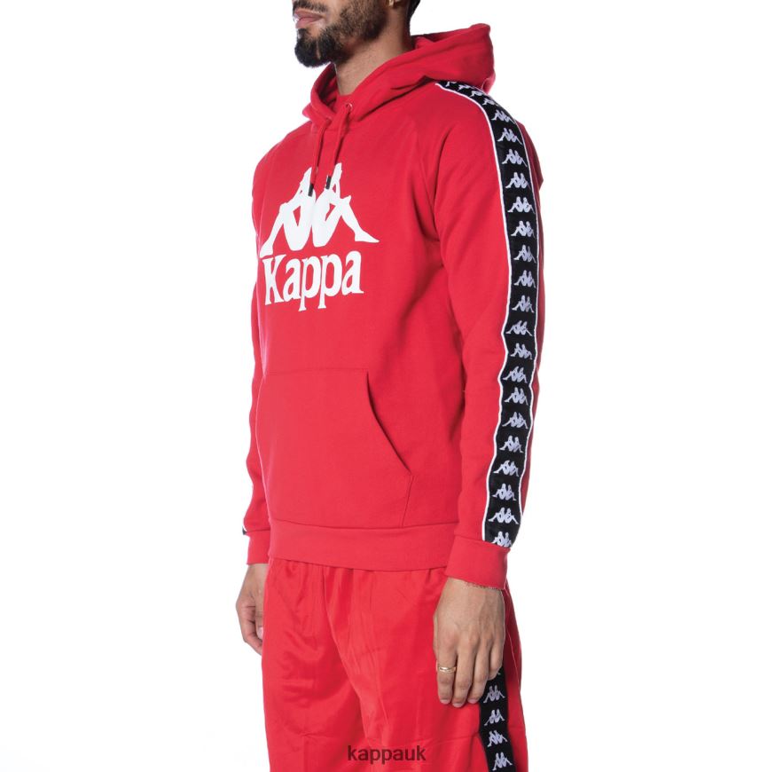 Kappa 222 Banda Hurtado 2 Hoodie Red Black 408H4N44 - Kappa Trainers UK