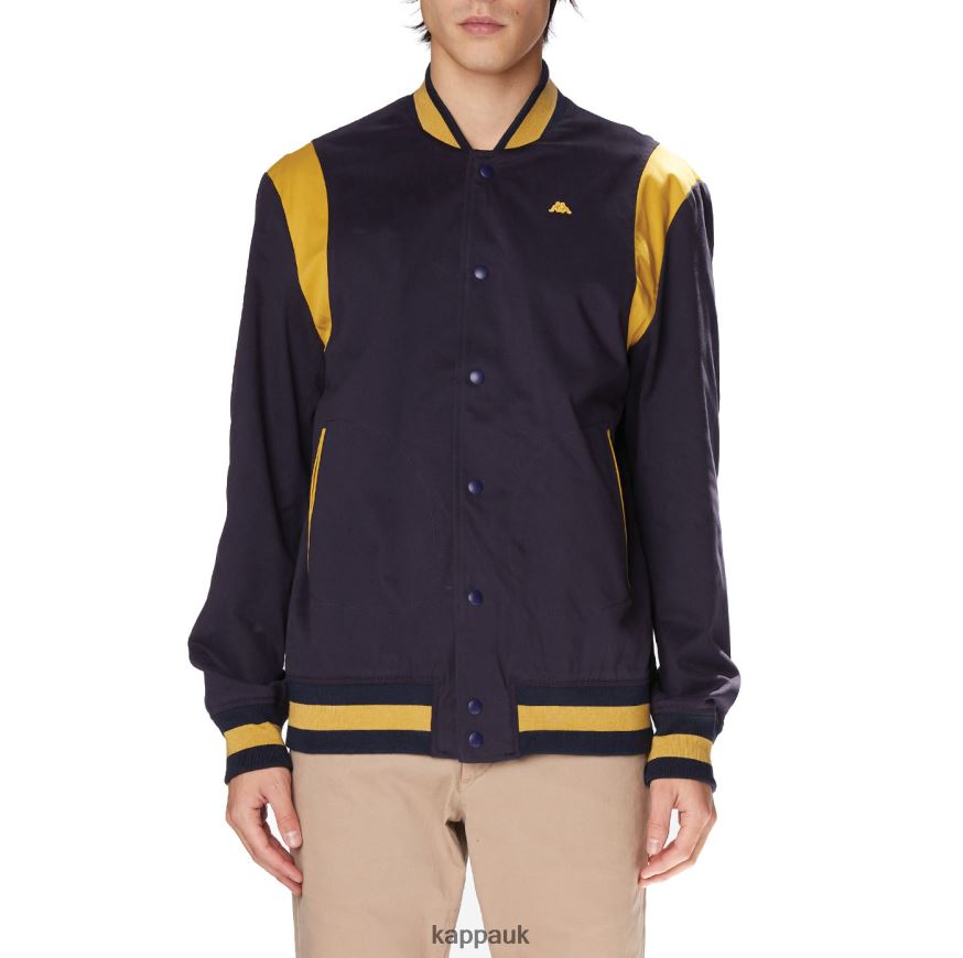 Kappa Robe Giovani Naons Varsity Jacket Navy Yellow 408H4N73 - Kappa UK