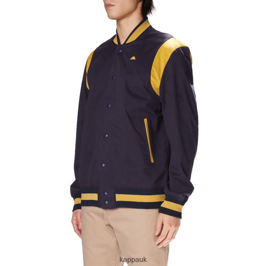 Kappa Robe Giovani Naons Varsity Jacket Navy Yellow 408H4N73 - Kappa UK