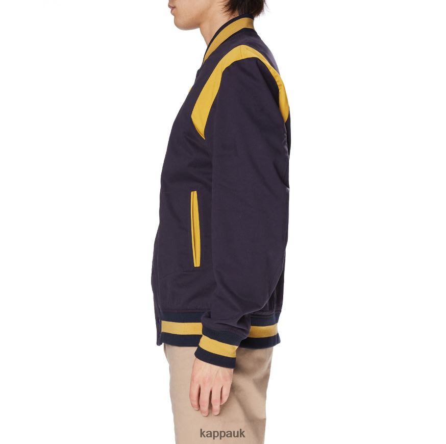 Kappa Robe Giovani Naons Varsity Jacket Navy Yellow 408H4N73 - Kappa UK