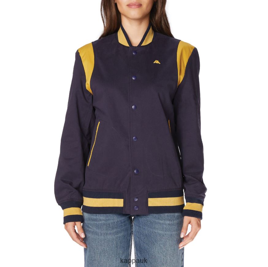Kappa Robe Giovani Naons Varsity Jacket Navy Yellow 408H4N73 - Kappa UK