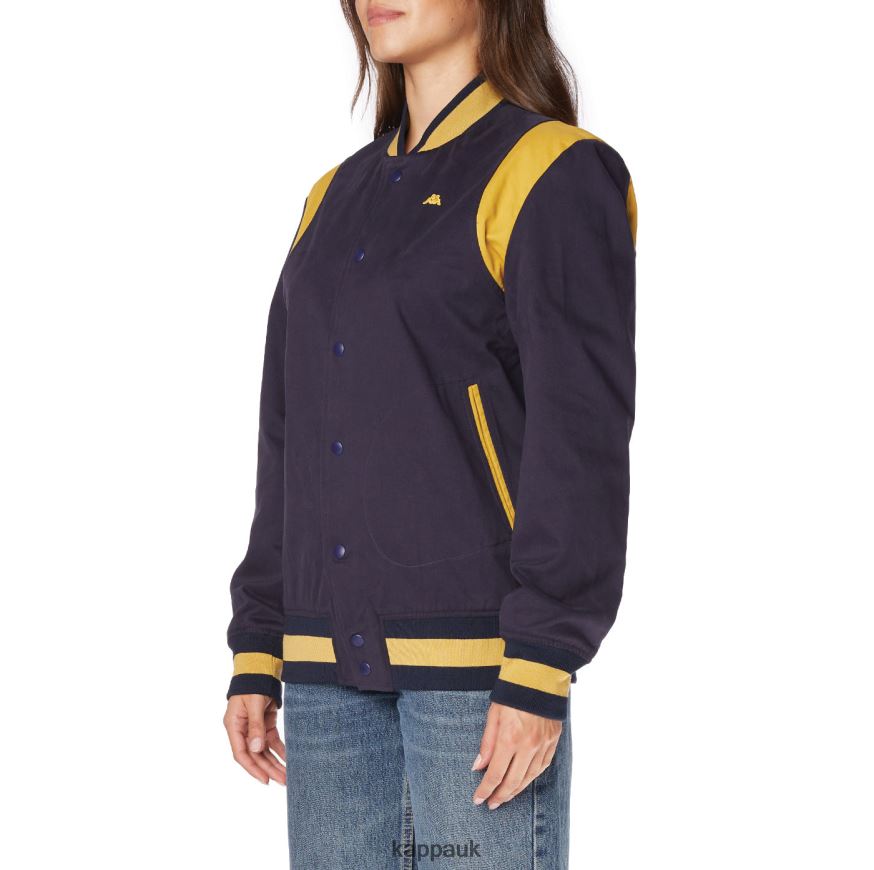 Kappa Robe Giovani Naons Varsity Jacket Navy Yellow 408H4N73 - Kappa UK