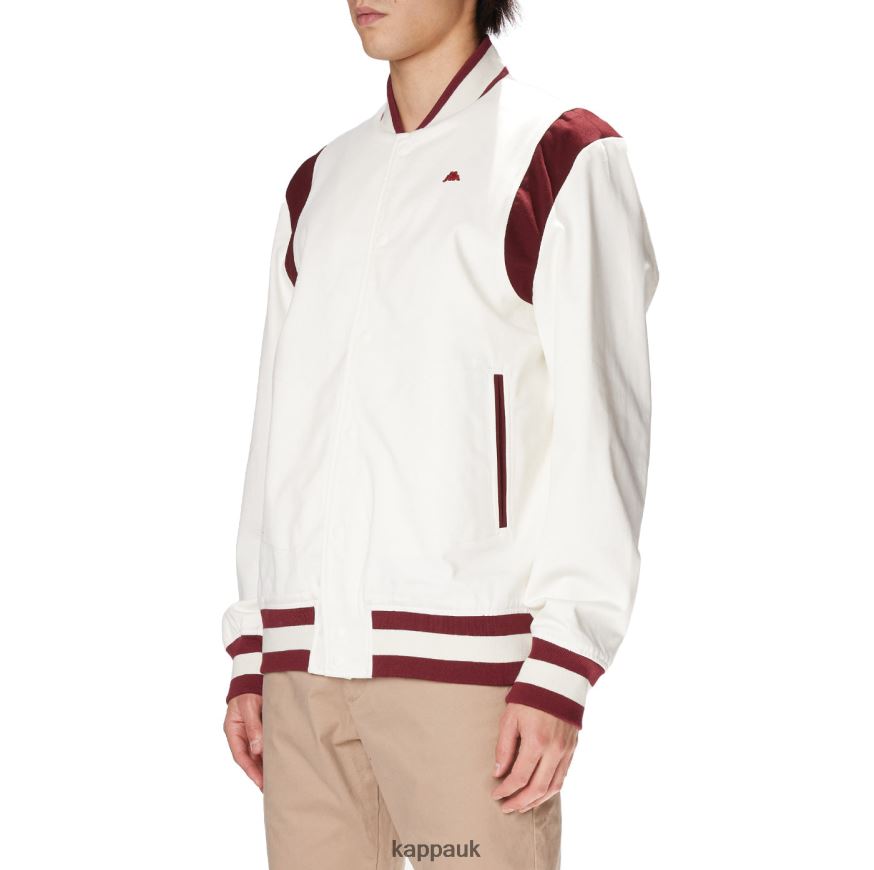 Kappa Robe Giovani Naons Varsity Jacket White Red 408H4N74 - Kappa Trainers UK