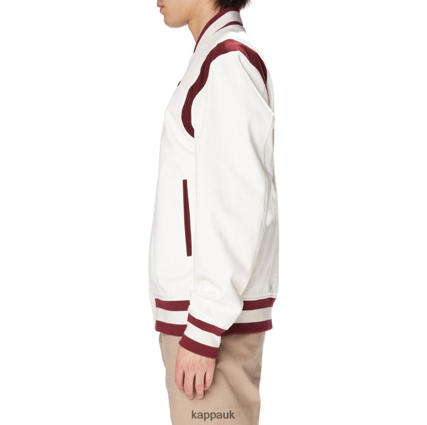 Kappa Robe Giovani Naons Varsity Jacket White Red 408H4N74 - Kappa Trainers UK