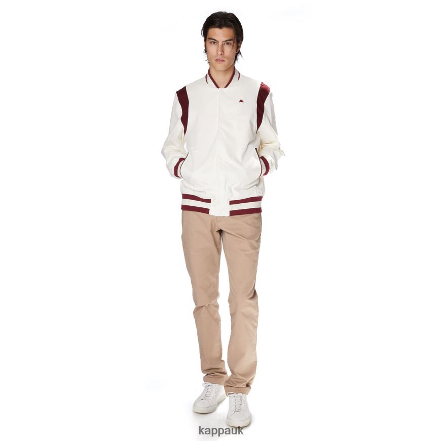 Kappa Robe Giovani Naons Varsity Jacket White Red 408H4N74 - Kappa Trainers UK