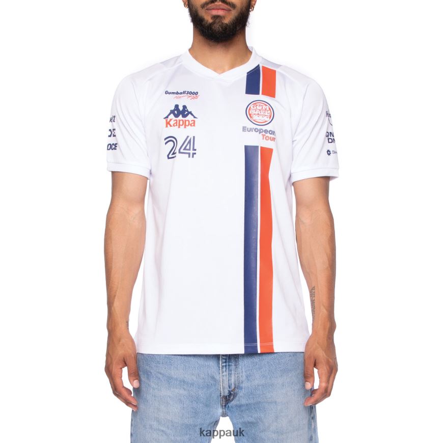 Kappa Authentic Coria Gumball 3000 Jersey White 408H4N206 - Kappa Trainers UK