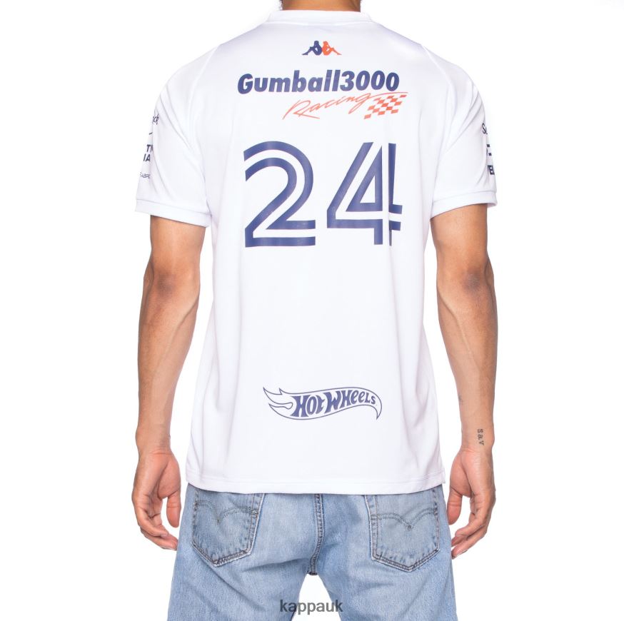 Kappa Authentic Coria Gumball 3000 Jersey White 408H4N206 - Kappa Trainers UK