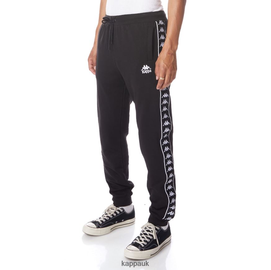 Kappa 222 Banda Alanz 2 Sweatpants Black White 408H4N62 - Kappa Trainers UK