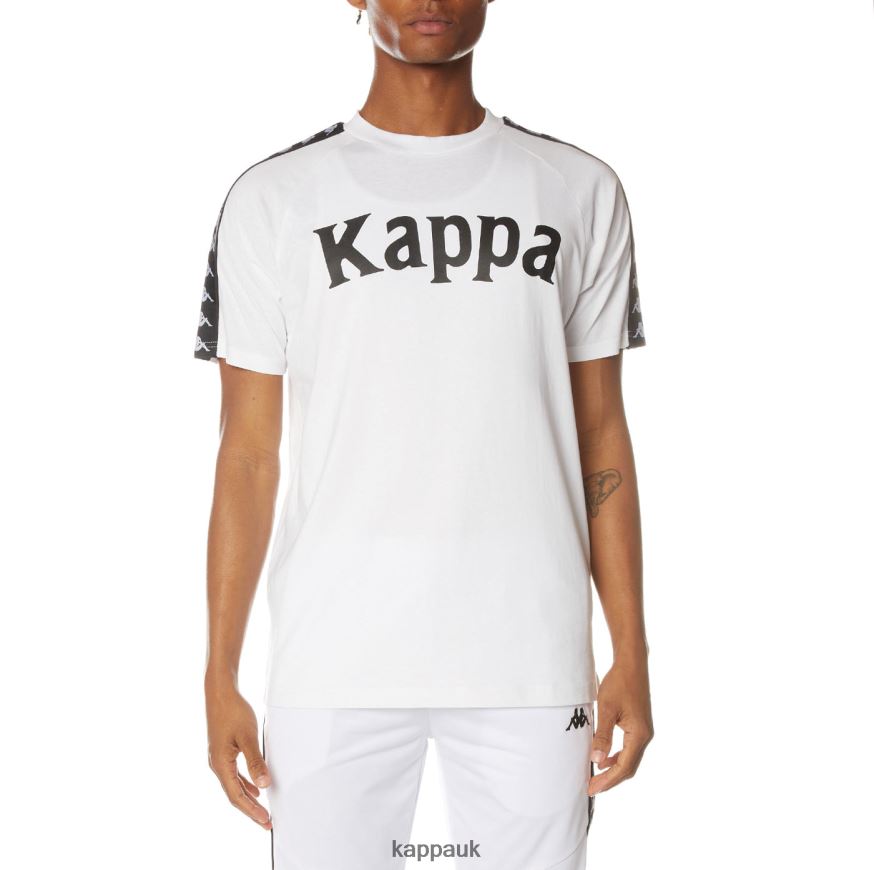 Kappa 222 Banda Balima T-Shirt WHITE BLACK WHITE 408H4N192 - Kappa Tracksuit UK