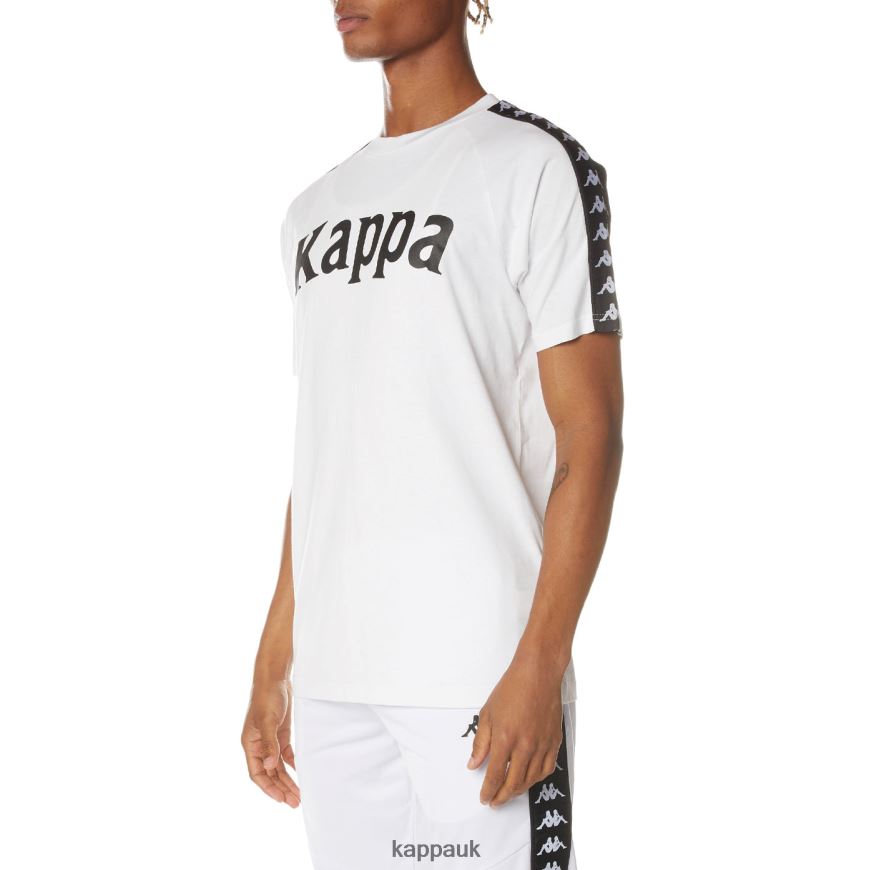 Kappa 222 Banda Balima T-Shirt WHITE BLACK WHITE 408H4N192 - Kappa Tracksuit UK