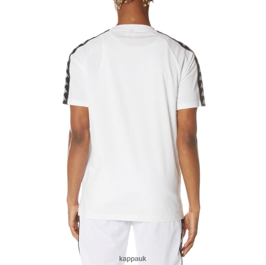Kappa 222 Banda Balima T-Shirt WHITE BLACK WHITE 408H4N192 - Kappa Tracksuit UK