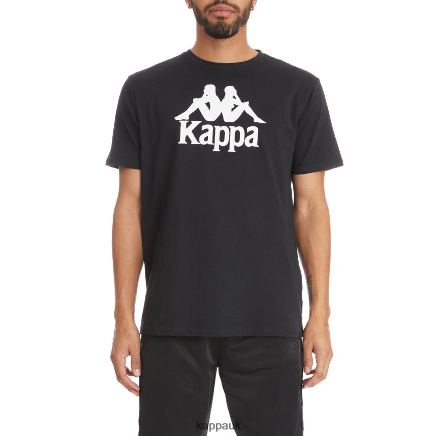 Kappa Authentic Estessi T-Shirt Black White 408H4N189 - Kappa Tracksuit UK