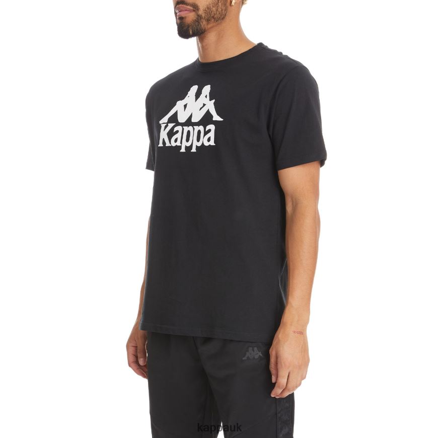 Kappa Authentic Estessi T-Shirt Black White 408H4N189 - Kappa Tracksuit UK