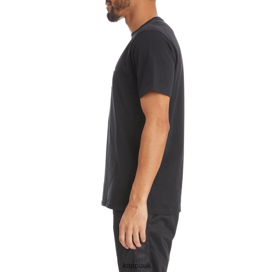 Kappa Authentic Estessi T-Shirt Black White 408H4N189 - Kappa Tracksuit UK