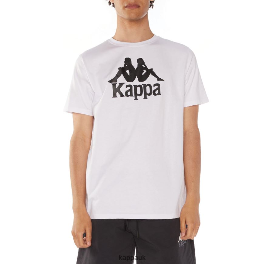 Kappa Authentic Estessi T-Shirt White Black 408H4N191 - Kappa Trainers UK